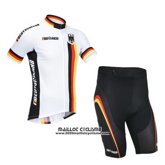 2013 Maillot Ciclismo Allemagne Blanc et Noir Manches Courtes et Cuissard